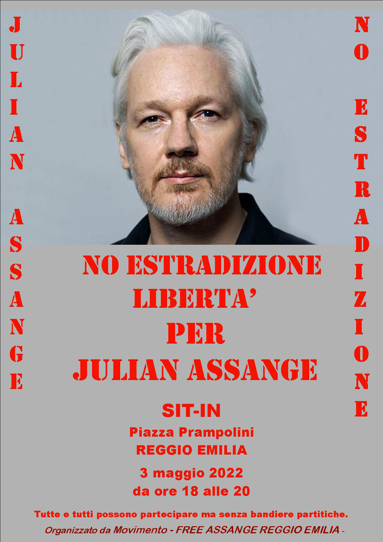 free assange sit in reggio emilia