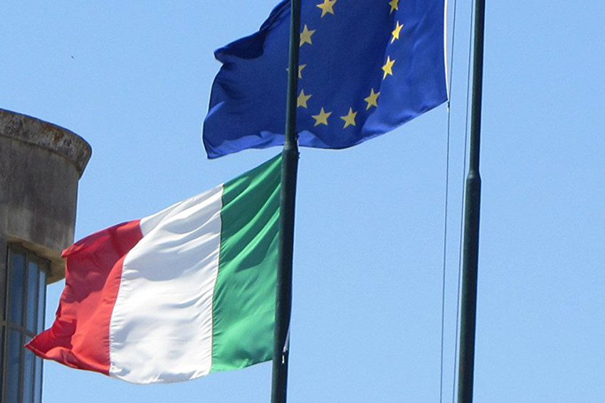 bandiere italia e ue c pava