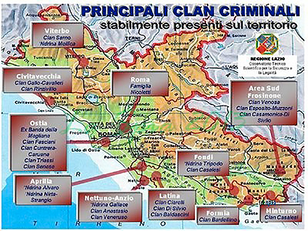 mappa lazio mafia clan